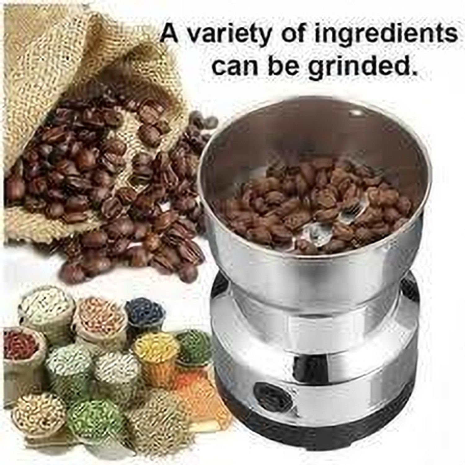 Image of SEVENMETICS Min Mixer Grinderi Stainless Steel Coffee & Spice Grains,Bean [NOT Use Liquid] 500 W Mixer Grinder (GrinMer-M27 /6 /25-270C | 1 Jar | Black, STEEL)
