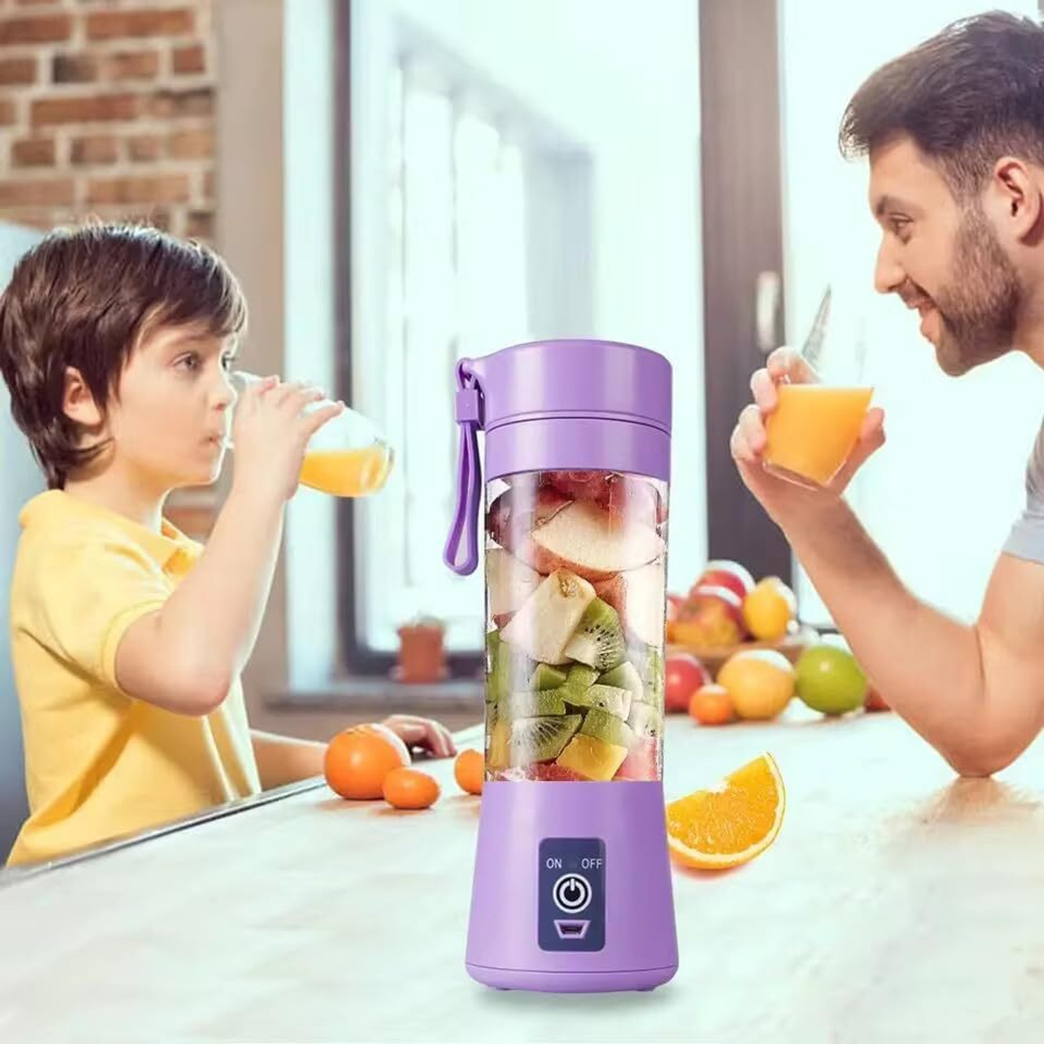 Image of Udghosh Creation 6-Blade Juicer Blender with built-in Jar, Juice Mixer Bottle,Fruit Juice Machine 220 W Juicer (USB Rechargeable Personal Size Juicer Grinder for Juices,Protein&Milk Shakes | 1 Jar | Multicolor)
