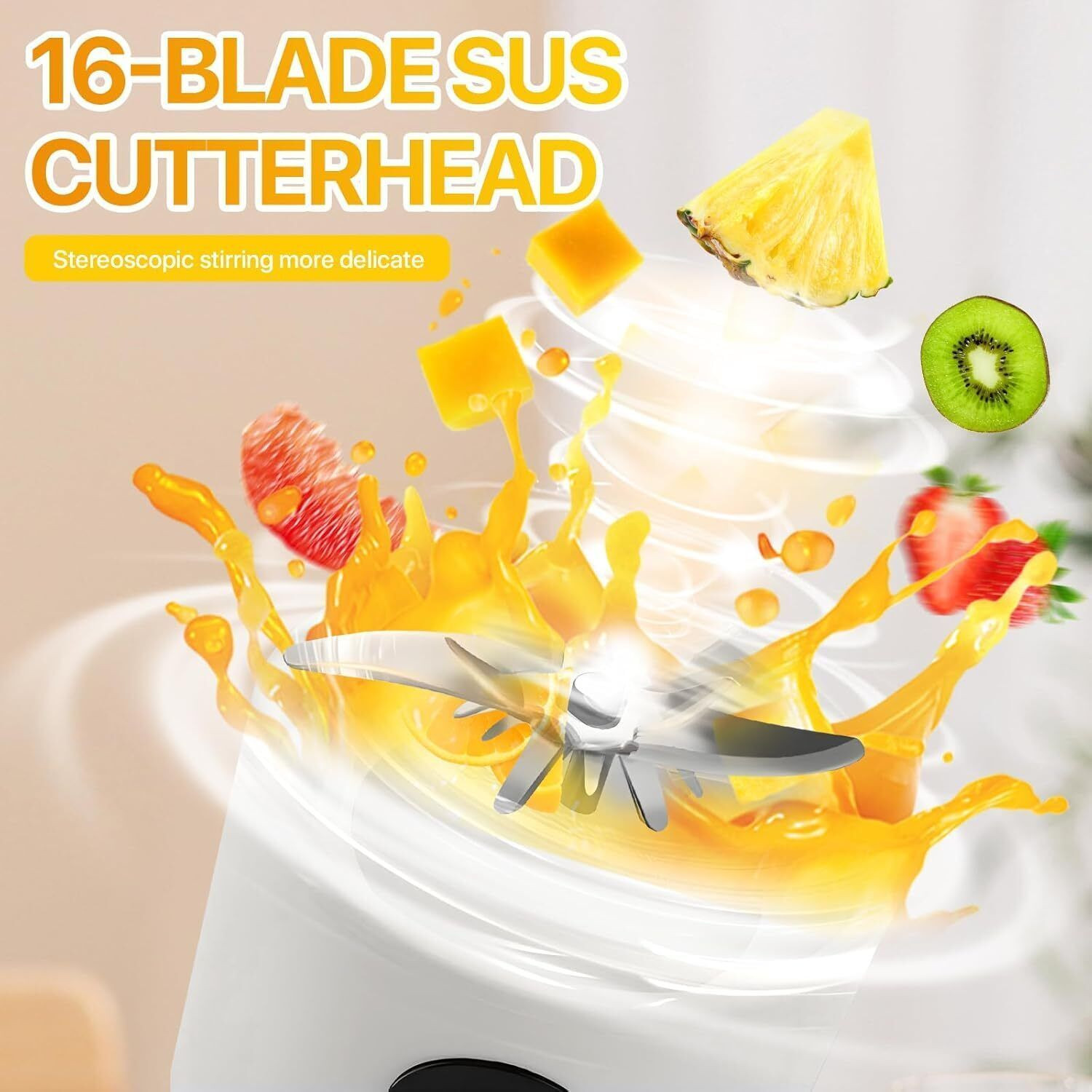 Image of Nutribullet Steel Portable USB Smoothie Blender 16 Blades, 3 Speed, Rechargeable Hand Juicer (White)