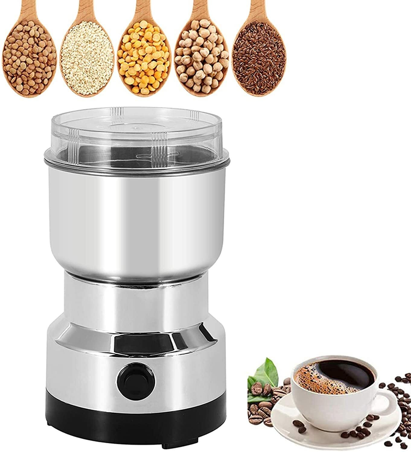 Image of SEVENMETICS Min Mixer Grinderi Stainless Steel Coffee & Spice Grains,Bean [NOT Use Liquid] 500 W Mixer Grinder (GrinMer-M27 /6 /25-270C | 1 Jar | Black, STEEL)
