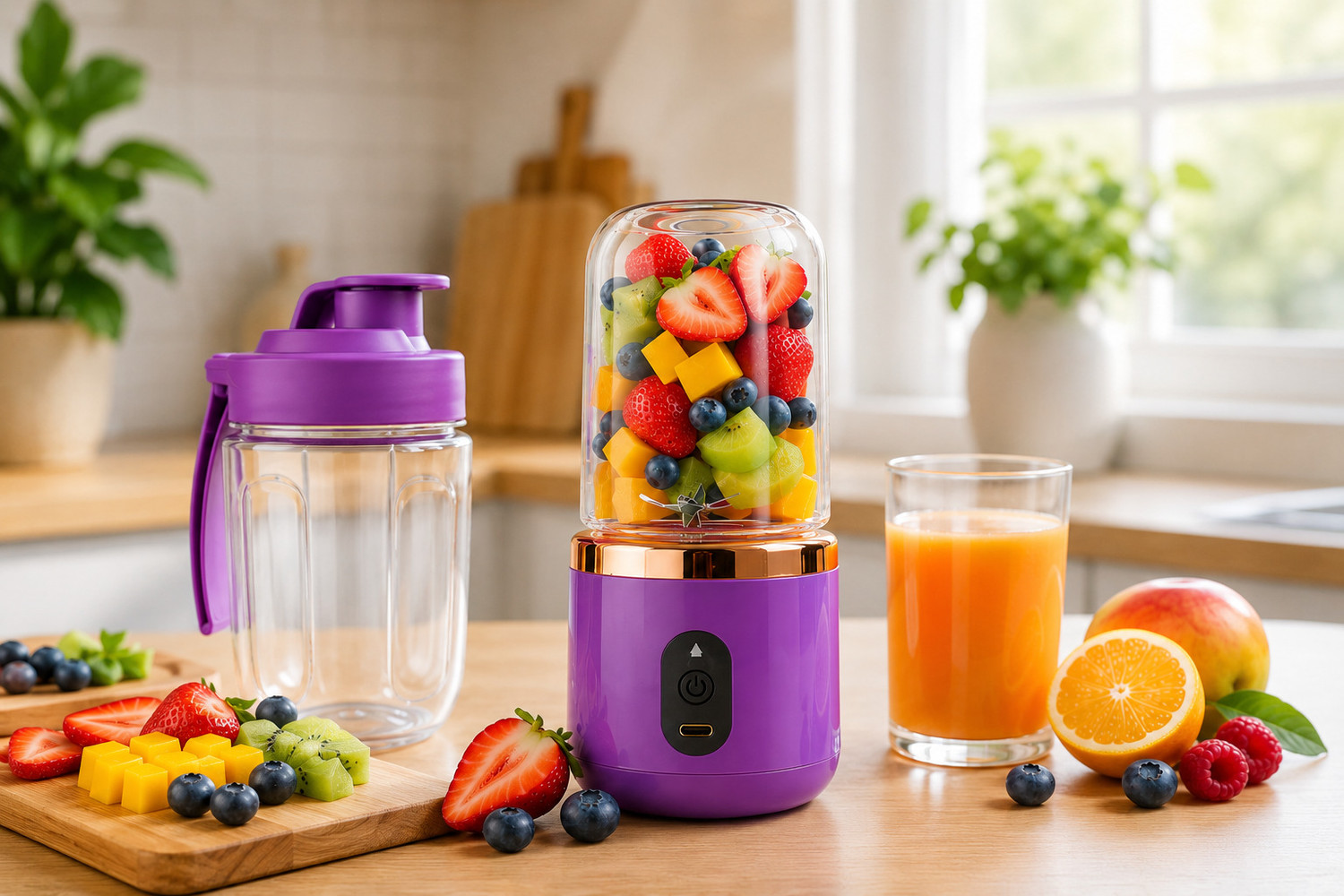 Image of blendjet Portable Blender for Shakes & Smoothies | 420ml | 6 Steel Blades 150 W Juicer Mixer Grinder (BLENDER04 | 1 Jar | Black)