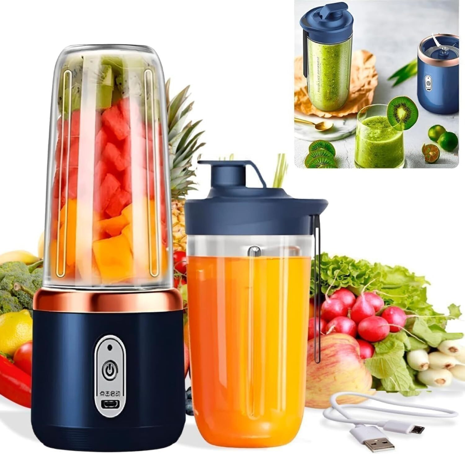 Image of HR INTERNATIONAL Portable Blender Electric Juicers Fruit Mixers USB Rechargeable Smoothie Mixer Juicer Jar (500 ml)