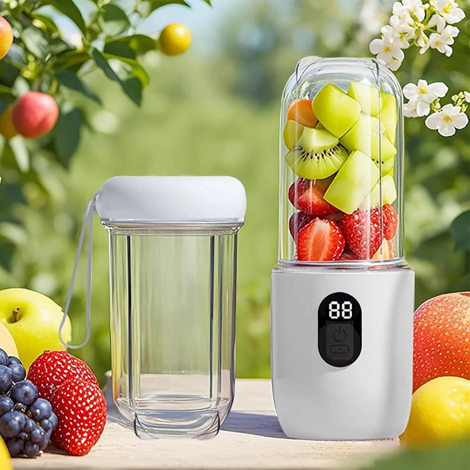Image of Nutribullet Steel Portable USB Smoothie Blender 16 Blades, 3 Speed, Rechargeable Hand Juicer (White)