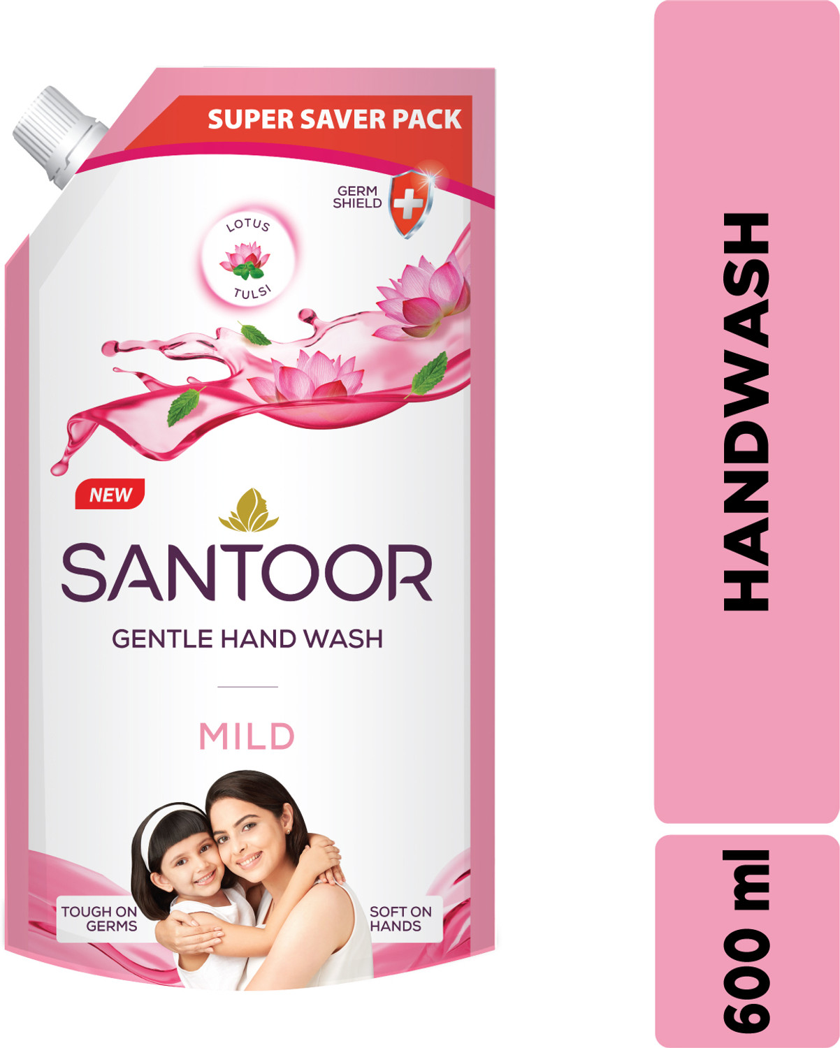 Image of Santoor Classic Gentle with Goodness of Sandalwood & Tulsi Hand Wash Pump + Refill (3 x 383.33 ml)