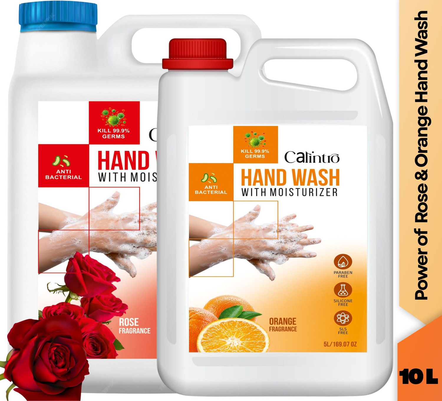 Image of Calintro Rose & Orange Herbal Purifying Handwash Deep Cleansing, Aromatic Freshness Hand Wash Can (2 x 5 L)