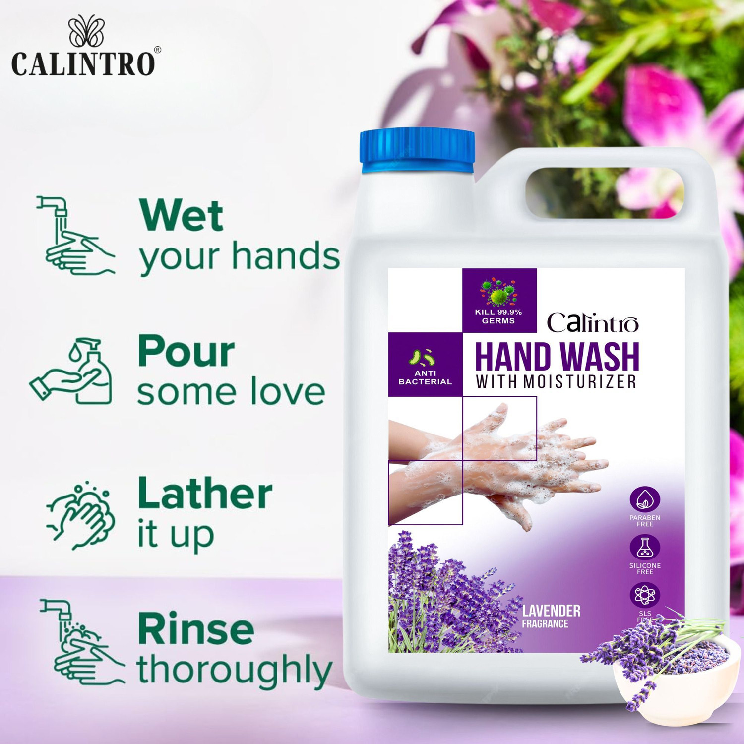 Image of Calintro Rose & Lavender Herbal Purifying Handwash Deep Cleansing, Aromatic Freshness Hand Wash Can (2 x 5 L)