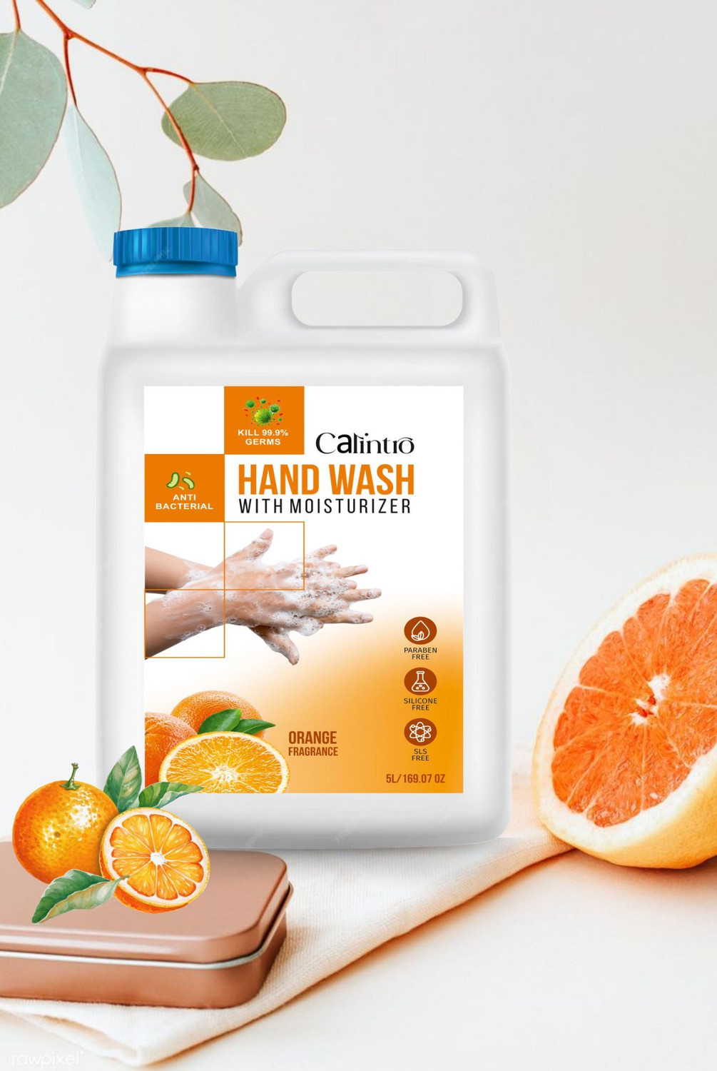 Image of Calintro Rose & Orange Herbal Purifying Handwash Deep Cleansing, Aromatic Freshness Hand Wash Can (2 x 5 L)