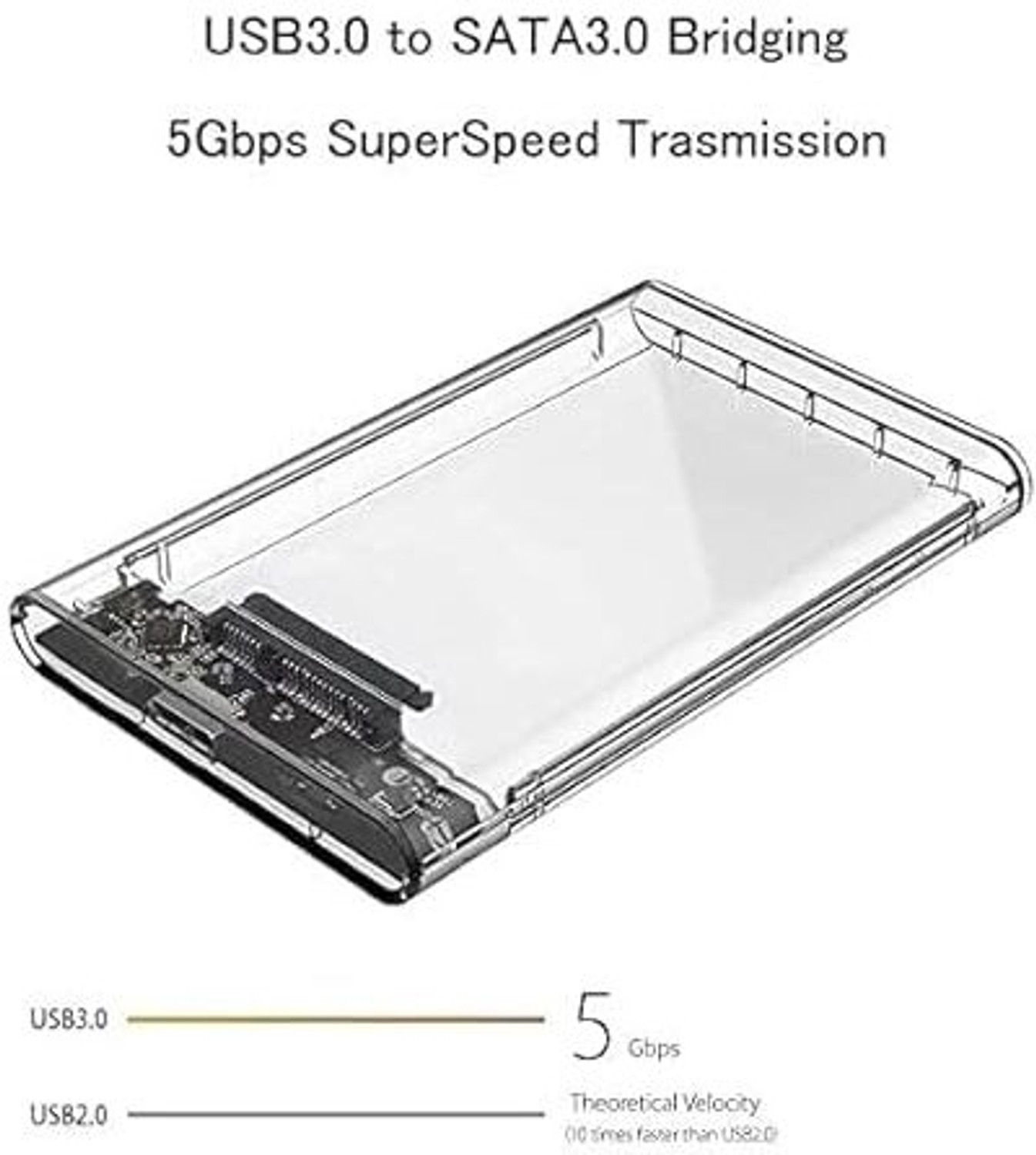 Image of Carecase 2.5 inch SATA USB 3.0 Hard Drive / SSD drive Enclosure External Case 2.5 inch Internal hard drive enclosure (For Mobile, Laptop, Pc, PS4 /xbox, Black)