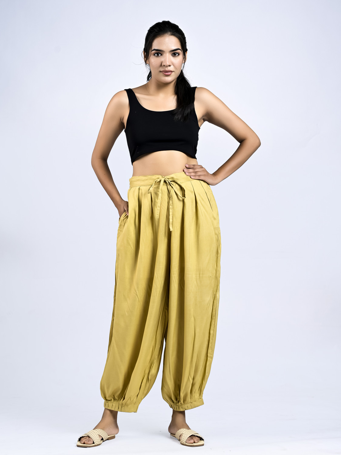 Image of Fashion Passion India Solid Rayon Women Harem Pants