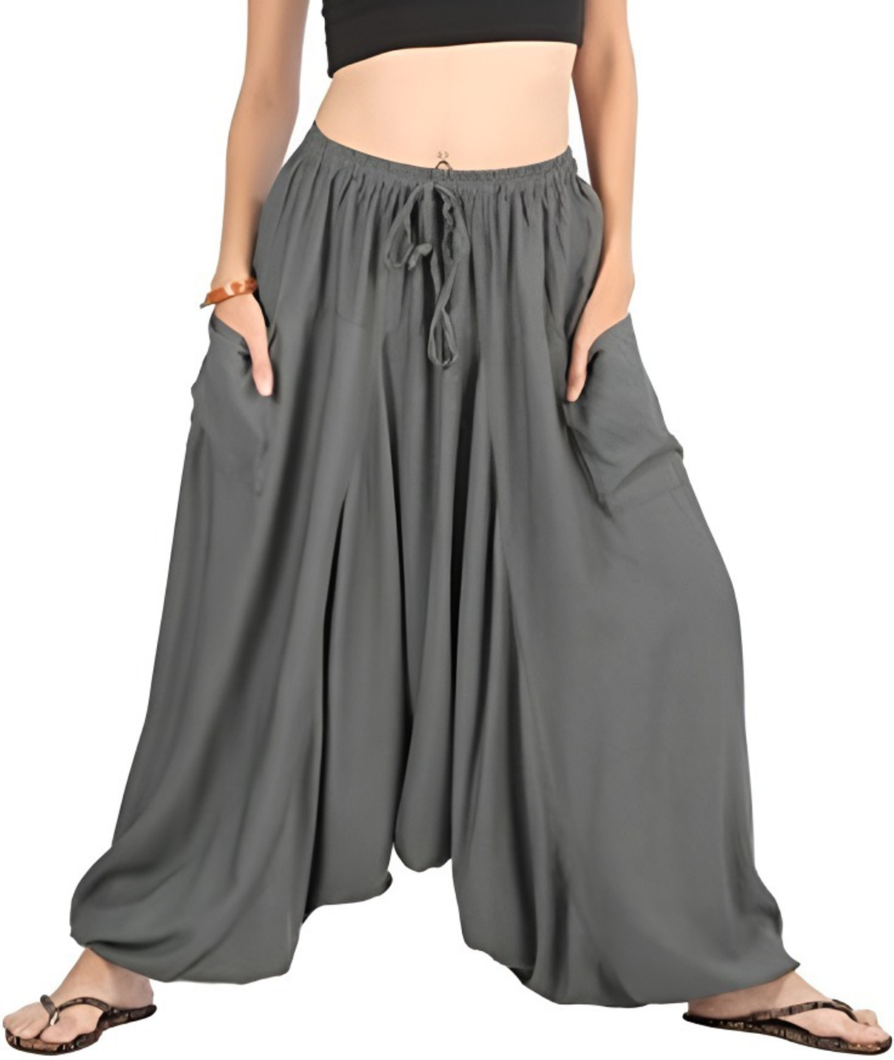 Image of Fashion Passion India Solid Rayon Women Harem Pants