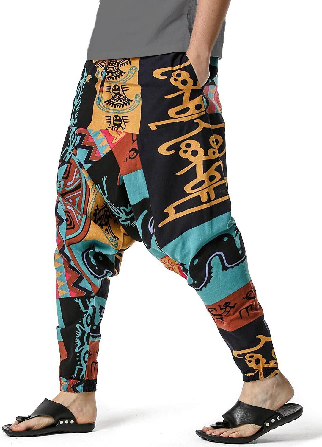 Image of Whitewhale Printed Cotton Men Harem Pants