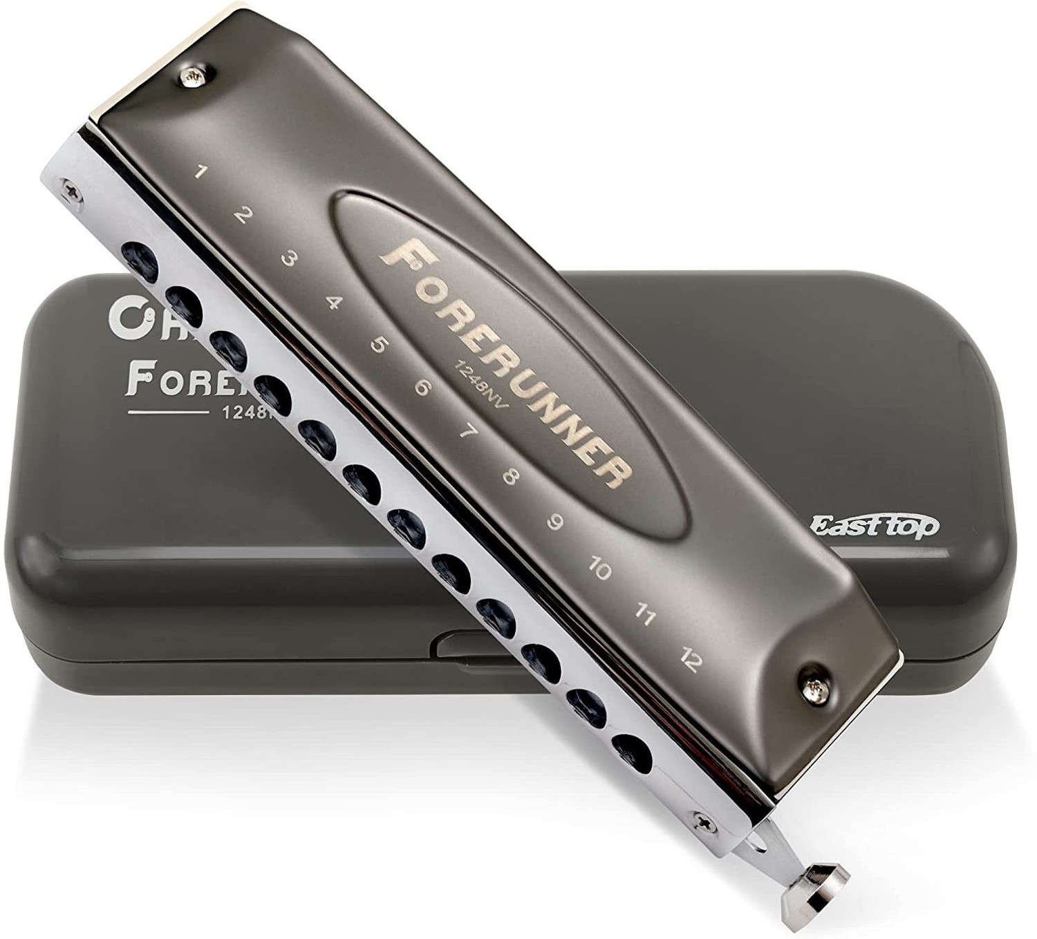 Image of SUZUKI Harmonica Study-24 Holes Harmonica Tremolo Key of C with Cleaning Cloth Box (silver)