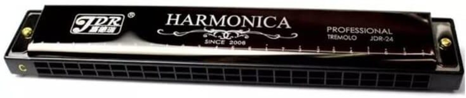 Image of SUZUKI Harmonica Study-24 Holes Harmonica Tremolo Key of C with Cleaning Cloth Box (silver)