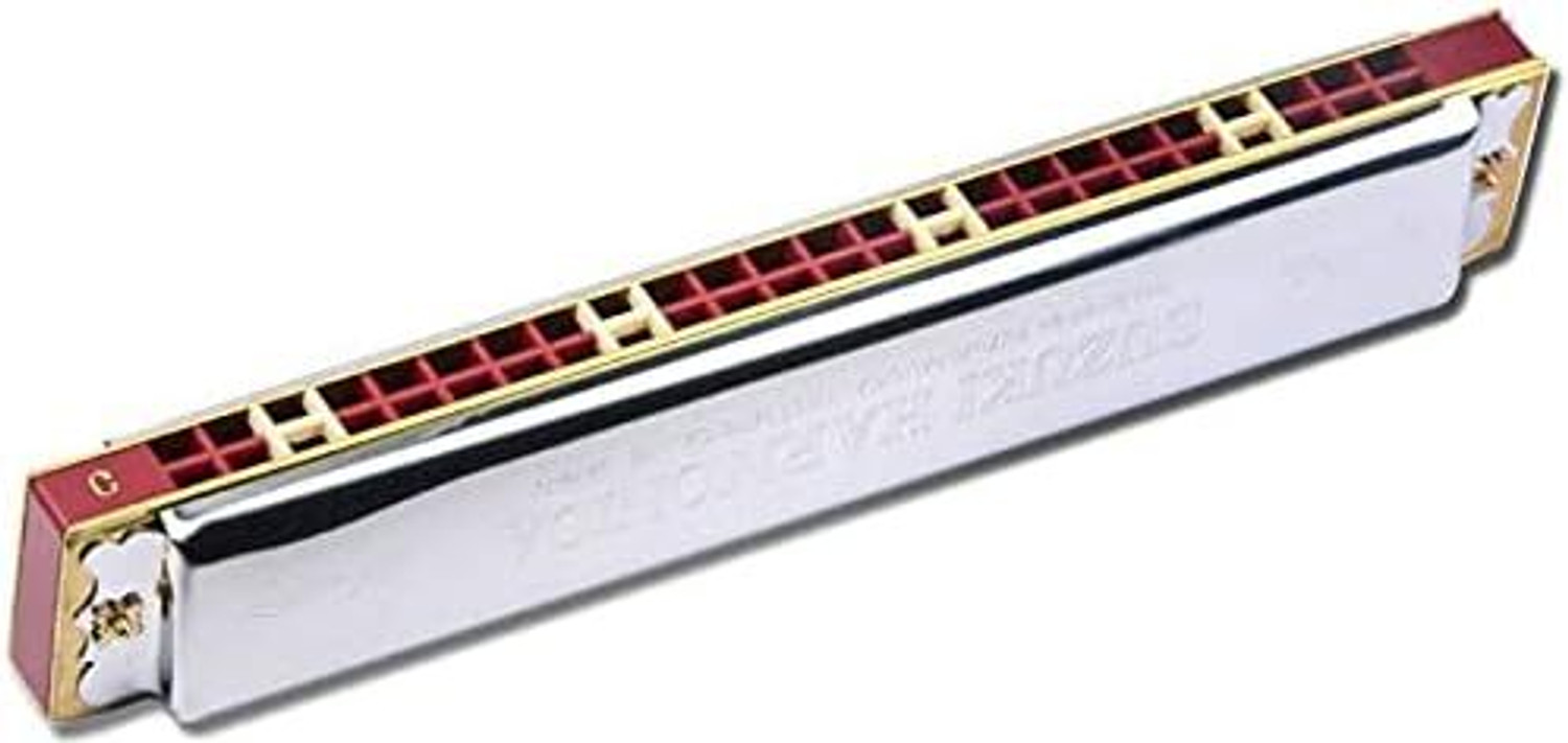 Image of SUZUKI Harmonica Study-24 Holes Harmonica Tremolo Key of C with Cleaning Cloth Box (silver)