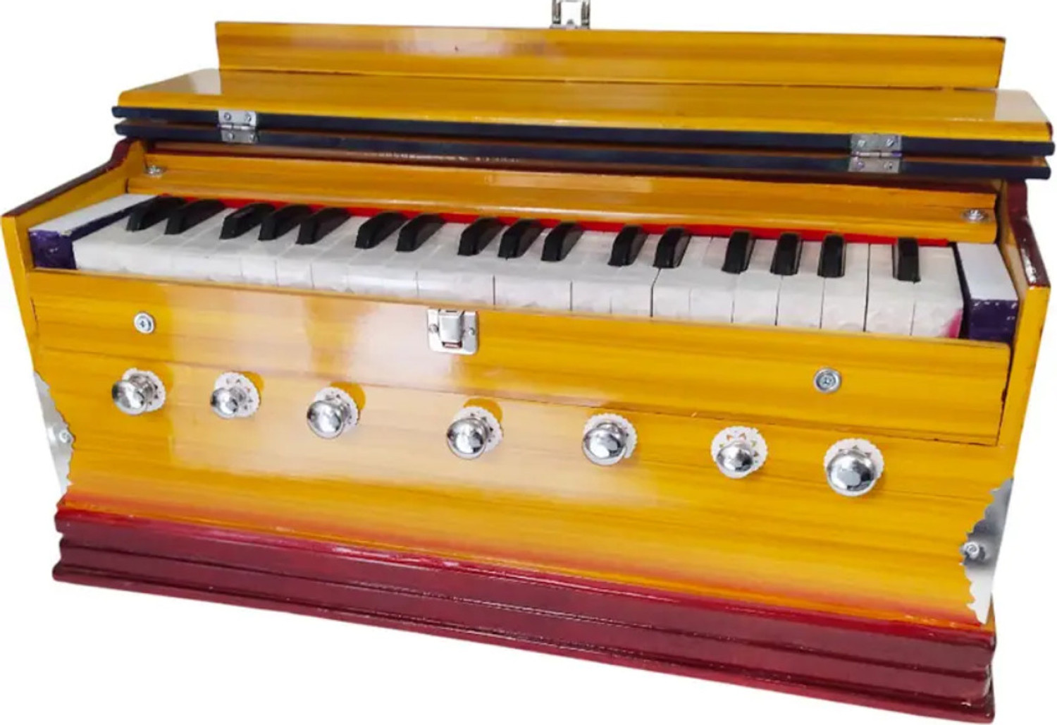 Image of SG MUSICAL NO.1 7 Stopper 3 1 /4 Octive,Double Bellow,39 Keys WITH BAGD123 TBT18 3 1 /4 Octave Harmonium (Two Fold Bellow) 3.25 Octave Hand Pumped Harmonium (Three Fold Bellow, Bass Reed, Male Reed)