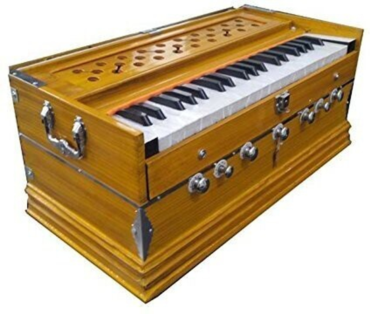 Image of SG MUSICAL NO.1 7 Stopper 3 1 /4 Octive,Double Bellow,39 Keys WITH BAGD123 TBT18 3 1 /4 Octave Harmonium (Two Fold Bellow) 3.25 Octave Hand Pumped Harmonium (Three Fold Bellow, Bass Reed, Male Reed)