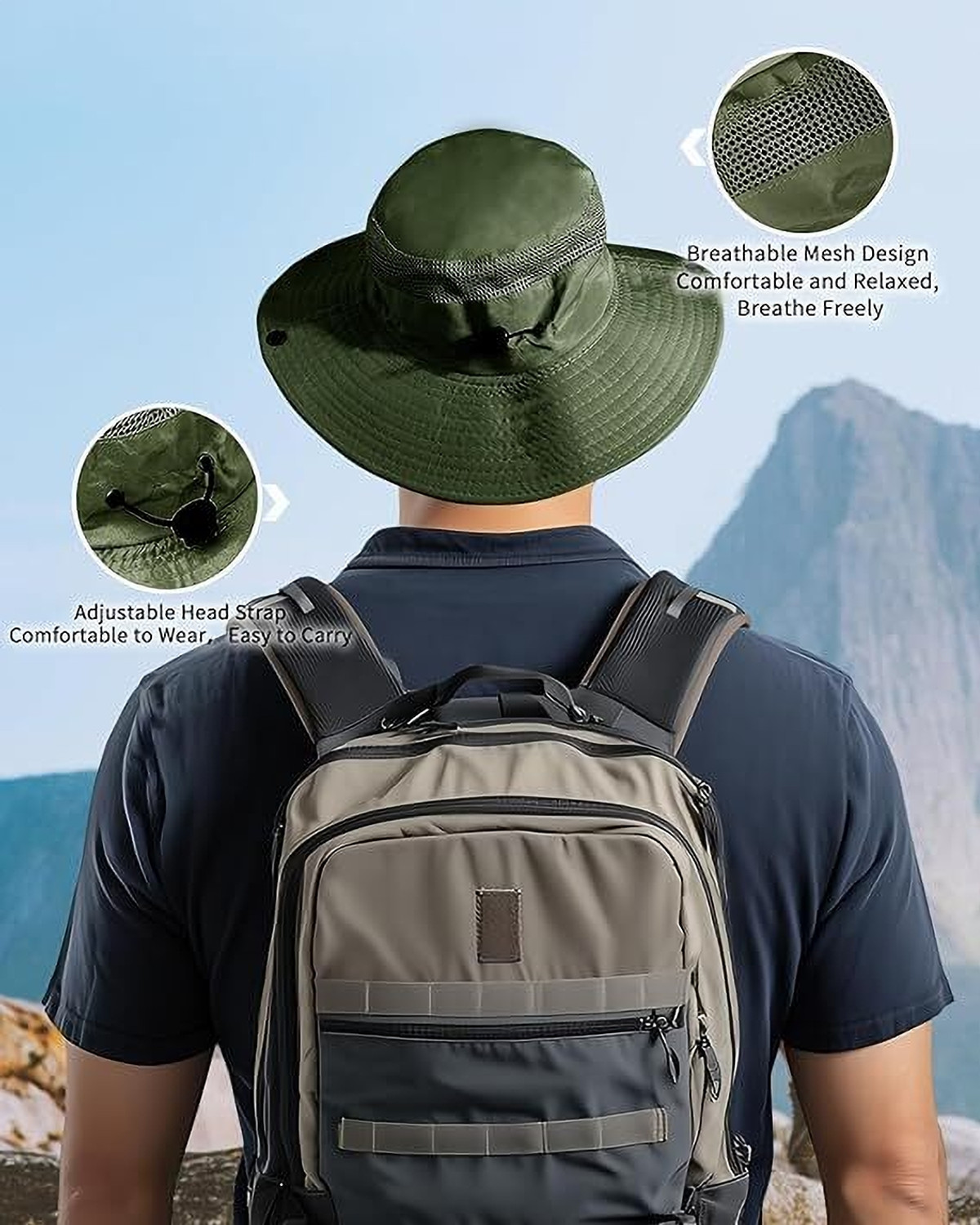 Image of TREXEE Sun Hat for Men and Women,Breathable Mesh Sun Protection Round Green (Green, Pack of 1)