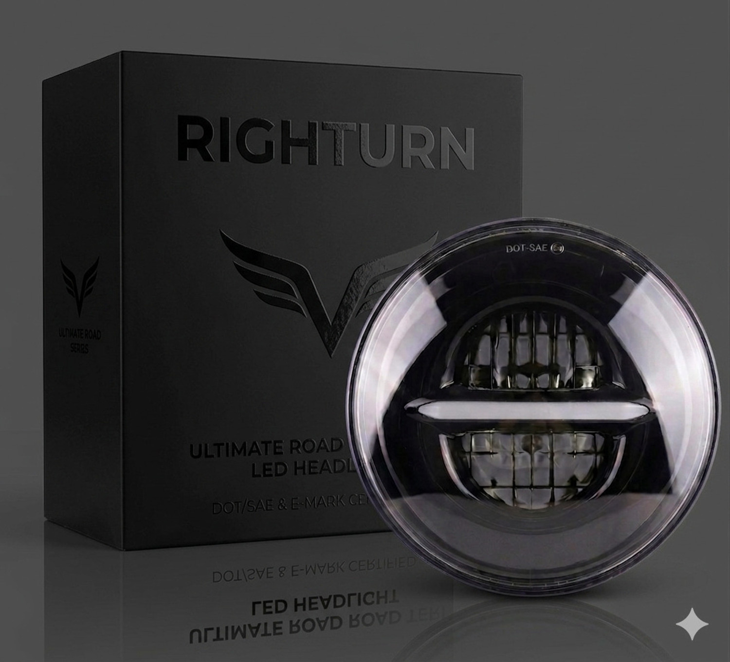Image of RIGHTURN LED Headlight for Royal Enfield Bullet 350, Bullet Trials 350, Bullet Trials 500, Thar, Jeep