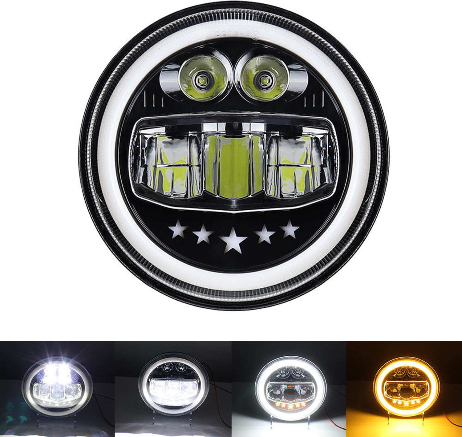 Image of greygator LED Headlight for Royal Enfield Bullet 350, Bullet Trials 350, Bullet Trials 500, Thar, Jeep