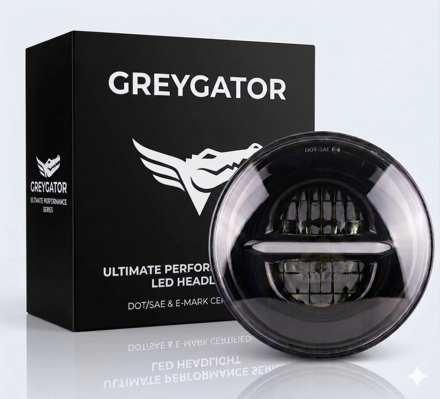 Image of greygator LED Headlight for Royal Enfield Bullet 350, Bullet Trials 350, Bullet Trials 500, Thar, Jeep
