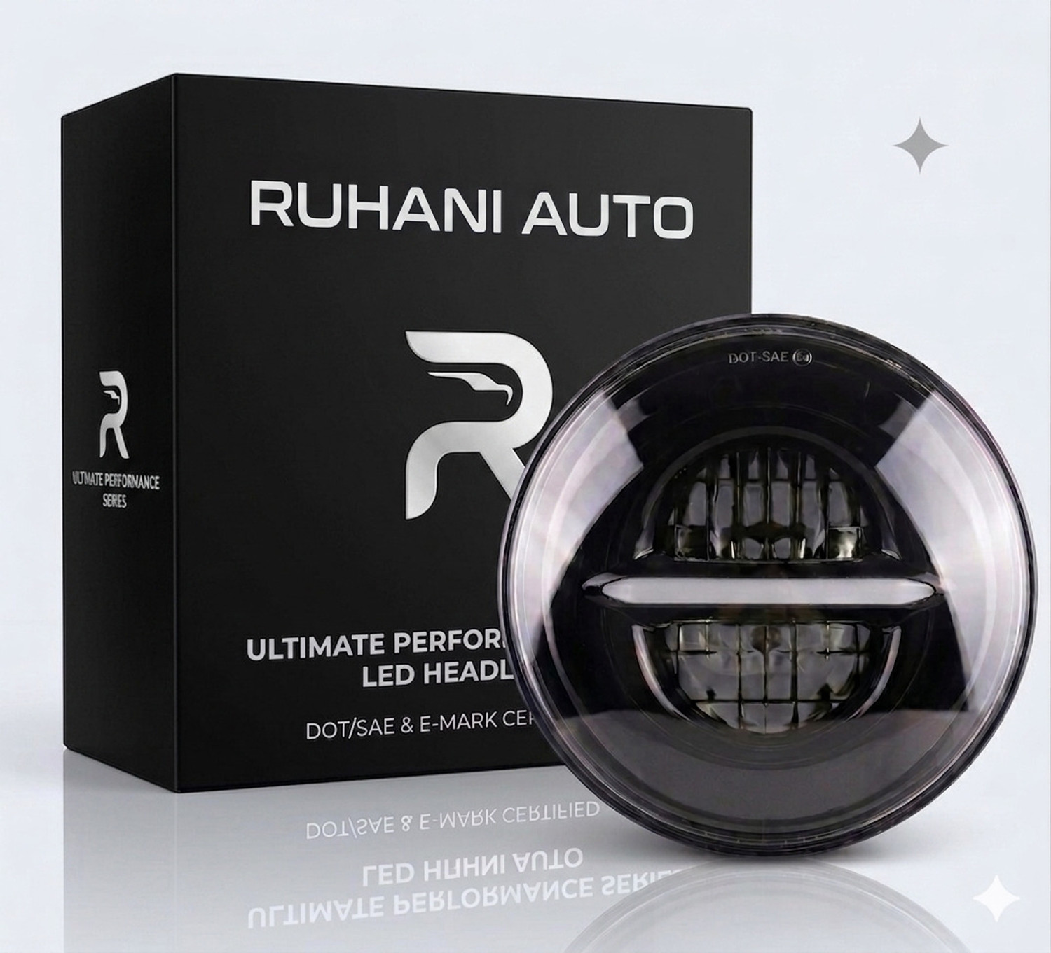 Image of Ruhani Auto LED Headlight for Royal Enfield Bullet 350, Bullet Trials 350, Bullet Trials 500, Thar, Jeep