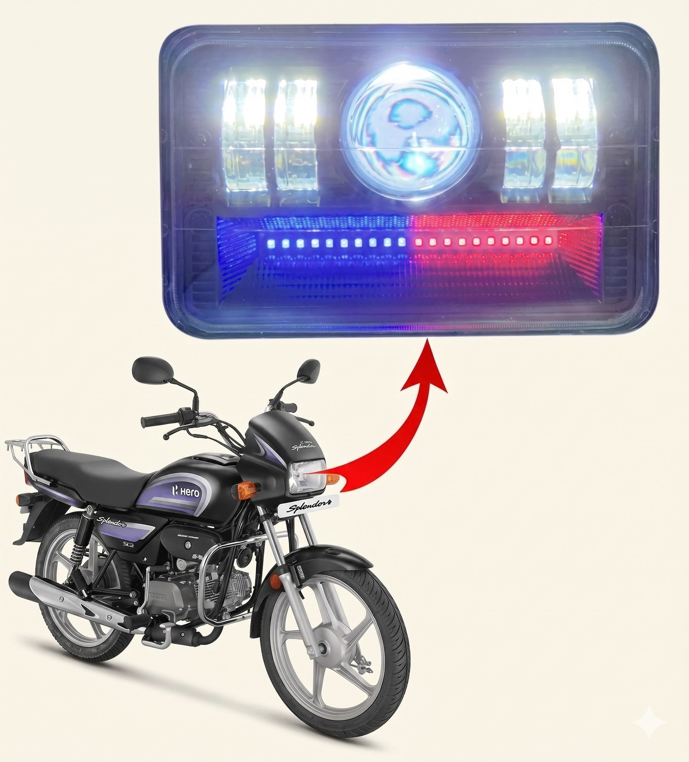 Image of UNO MINDA Halogen Headlight for Hero Splendor Pro