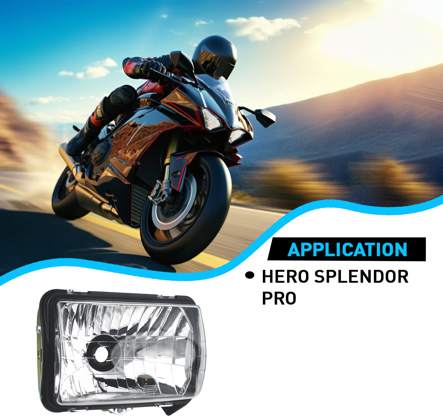 Image of UNO MINDA Halogen Headlight for Hero Splendor Pro
