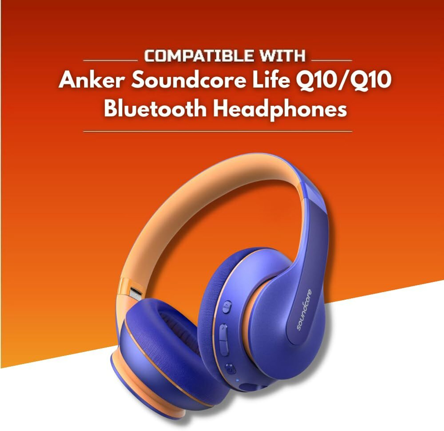 Image of Crysendo Anker Soundcore Life Q10 Cushion Over The Ear Headphone Cushion (Pack of 1, Blue+Orange)