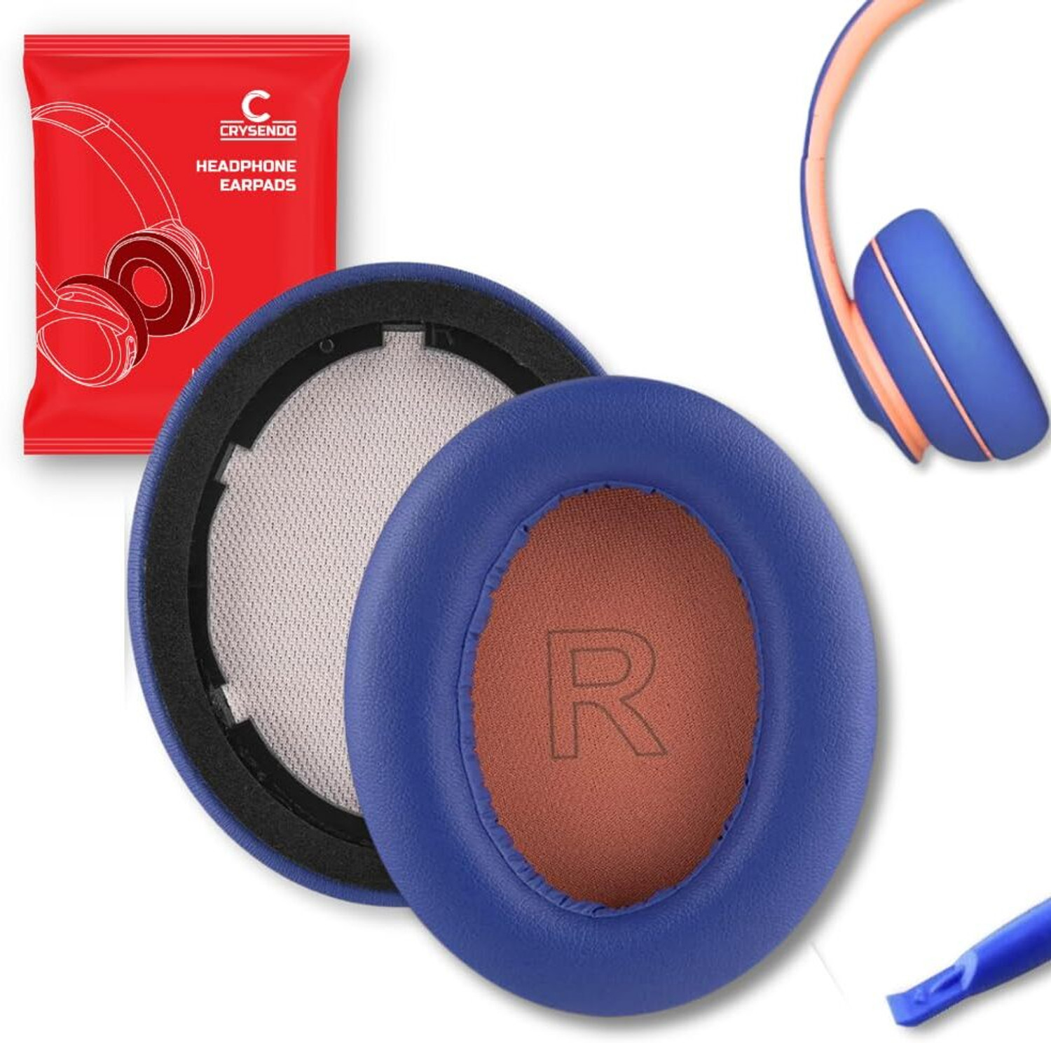 Image of Crysendo Anker Soundcore Life Q10 Cushion Over The Ear Headphone Cushion (Pack of 1, Blue+Orange)