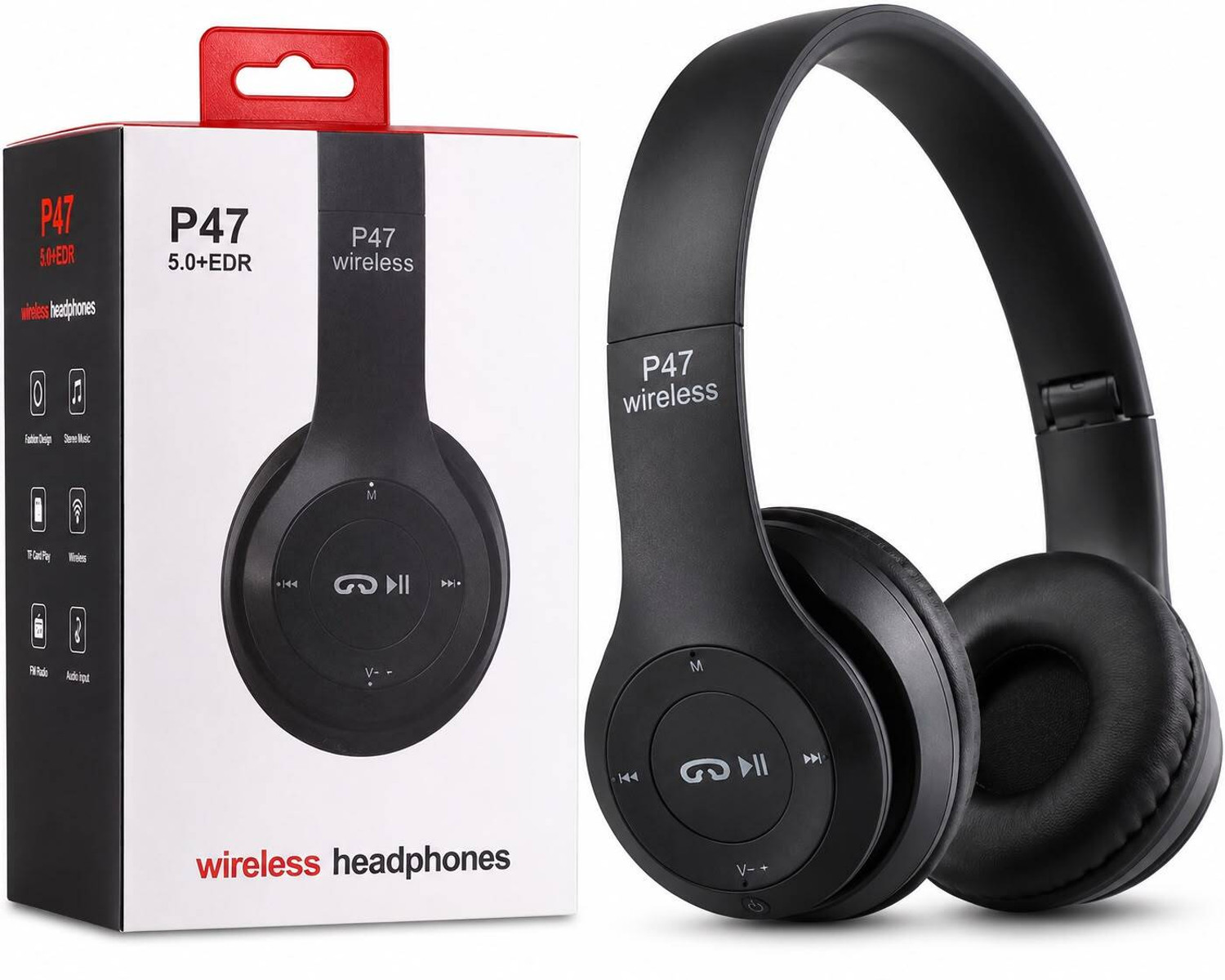 वेदरीद Latest P47 Wireless Headphone with Mic & SD Card Slot Bluetooth & Wired Headset हेडसेट - Image 5