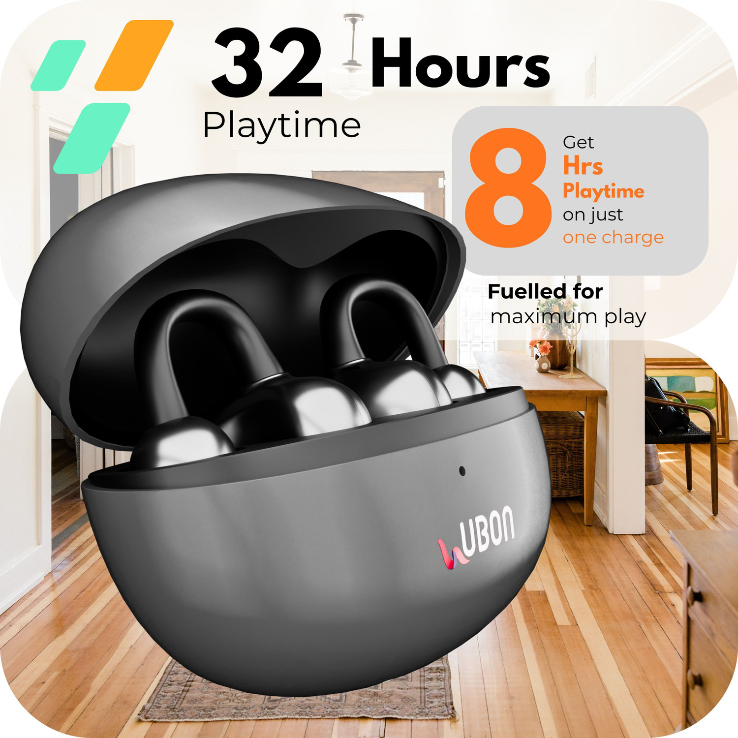 Image of electricbass J39 Bluetooth Wireless Earbuds with 32h playtime Grey Bluetooth Headset (Silver, True Wireless)