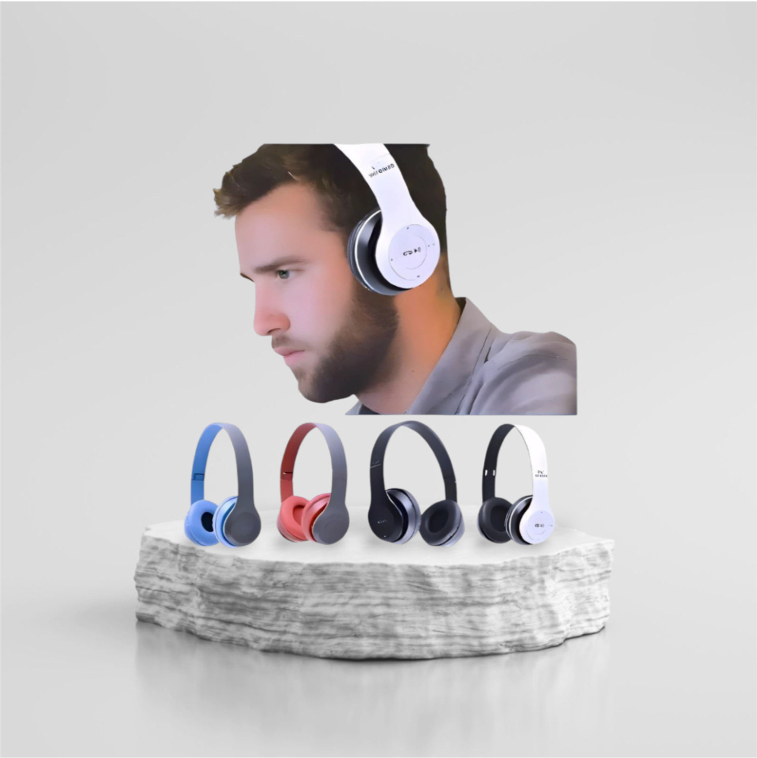 Image of house of common Wireless Gaming Headset with Bluetooth, Foldable Frame, and Mic 3Q Bluetooth & Wired Headset (Black, On the Ear)