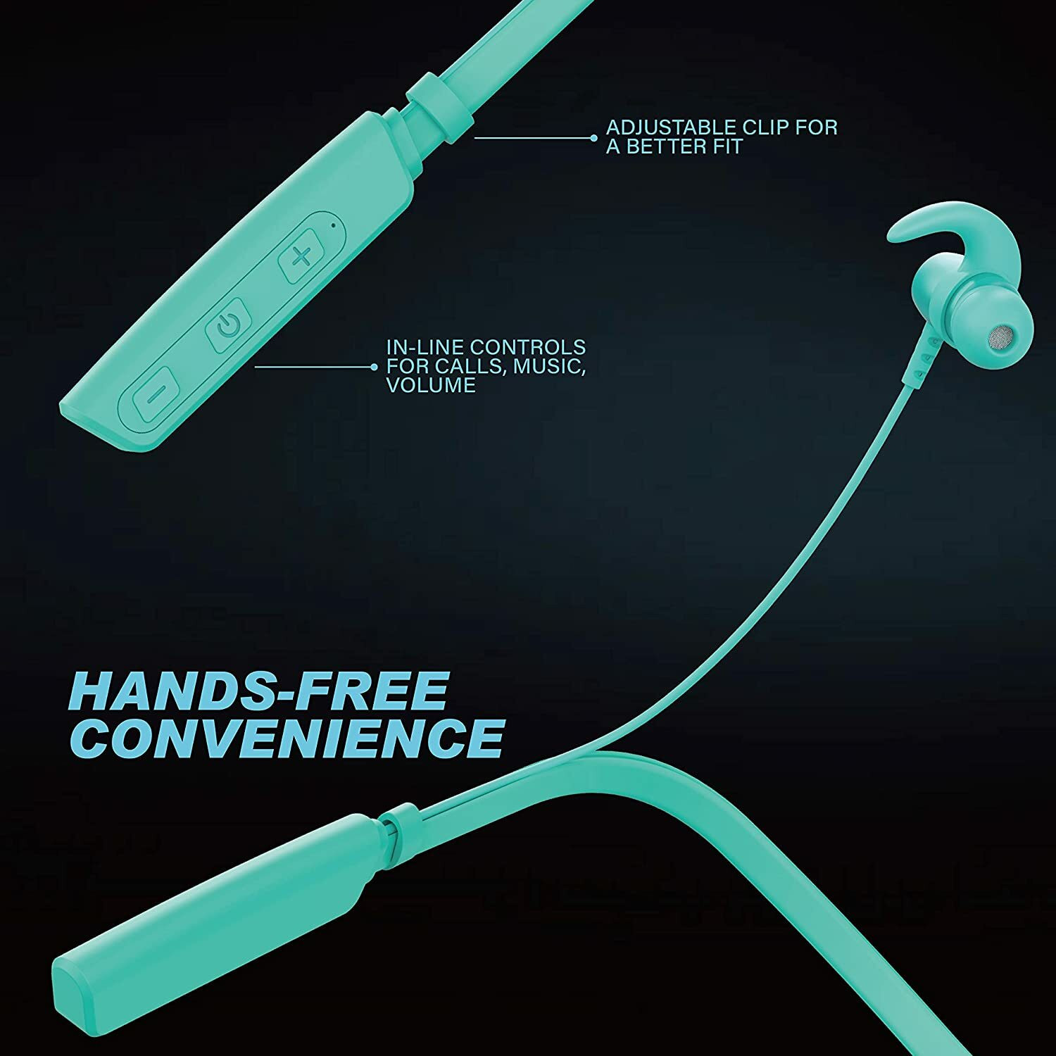 Image of IZWI Sports Fit Bluetooth Earphones with 35Hrs Battery, Fast Charging, Bluetooth V5.0 Bluetooth Headset (GREEN 35HOUR BATTERY BACKUP, In the Ear)
