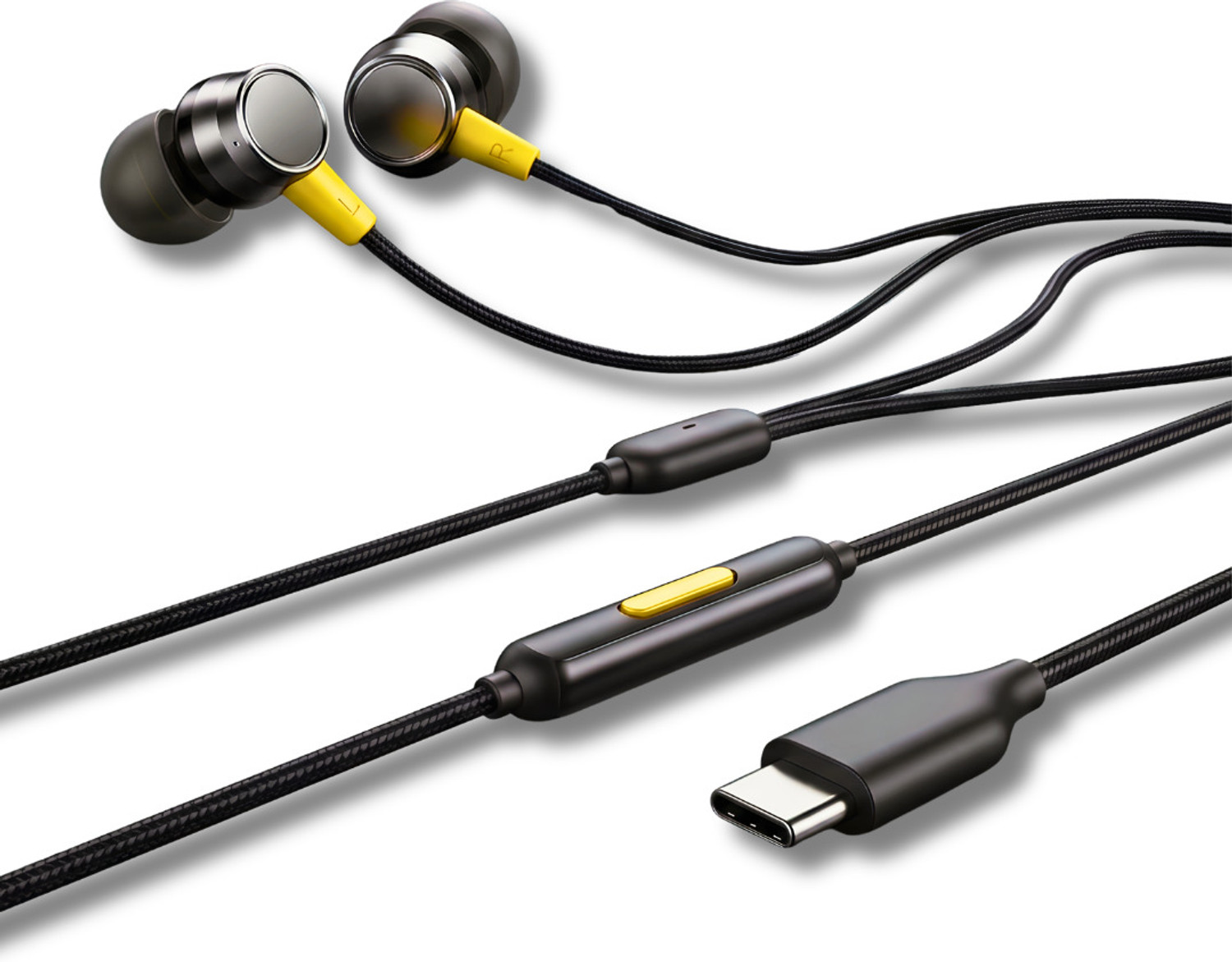 Image of AYNEXS ORIGINAL for Realme Buds 2 Neo Wired Earphones with Mic, 11.2mm Bass Driver, Tangle-Free Wired Headset (Black, In the Ear)