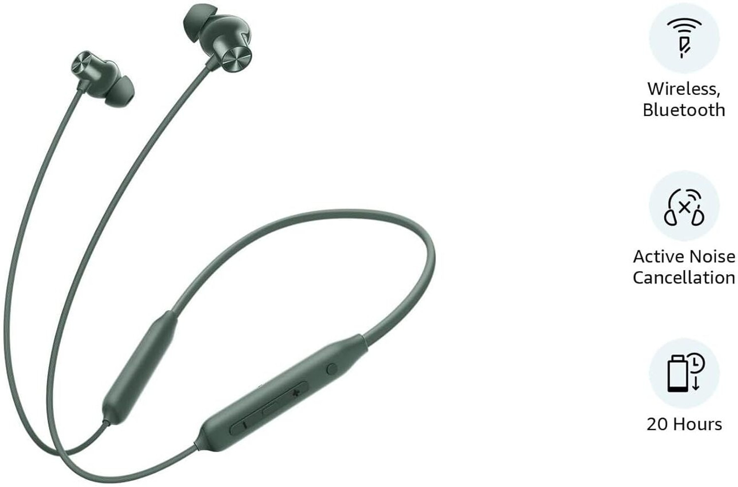 Image of Lynacz Original Z2 Wireless in Ear Neckband Compatible with Oneplus & Bombastic Bass Bluetooth Headset (Green, In the Ear)