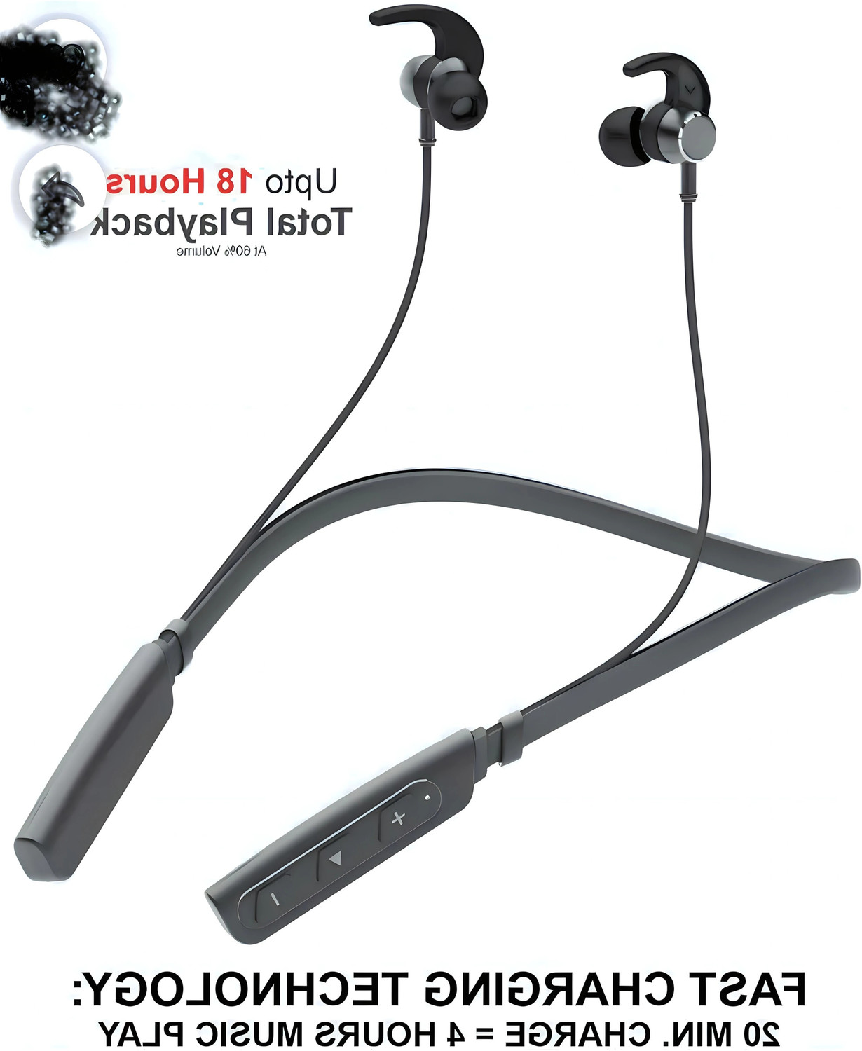 Image of ULTRADART Wireless Neckband with 48H Battery, Magnetic Auto On /Off & Type-C Fast Charging Bluetooth Headset (Black, In the Ear)
