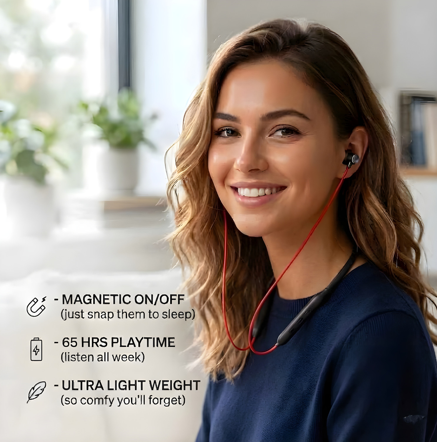 Image of GDS Z2 Bullets Wireless with Fast Charge, 63 Hrs Batery Life, Earphones with mic GZ7 Bluetooth & Wired Headset (Red, In the Ear)