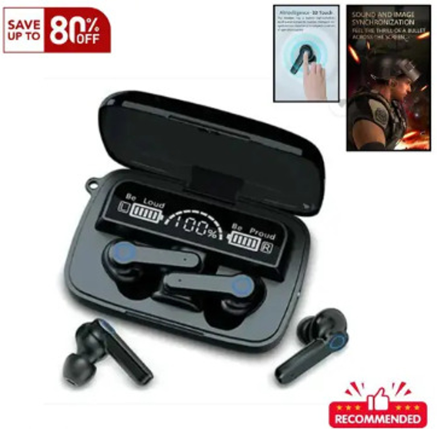 Image of Lynacz Original Titanium Dual Drivers, Bluetooth Earbuds Compatible with Boat Buds2 Bluetooth Headset (Black, True Wireless)