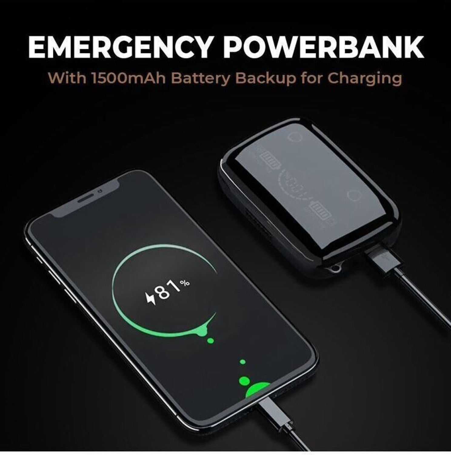 Image of Jeevan jyoti agency Earbuds Touch Waterproof LED Digital Display Bluetooth Headset (Black, True Wireless)