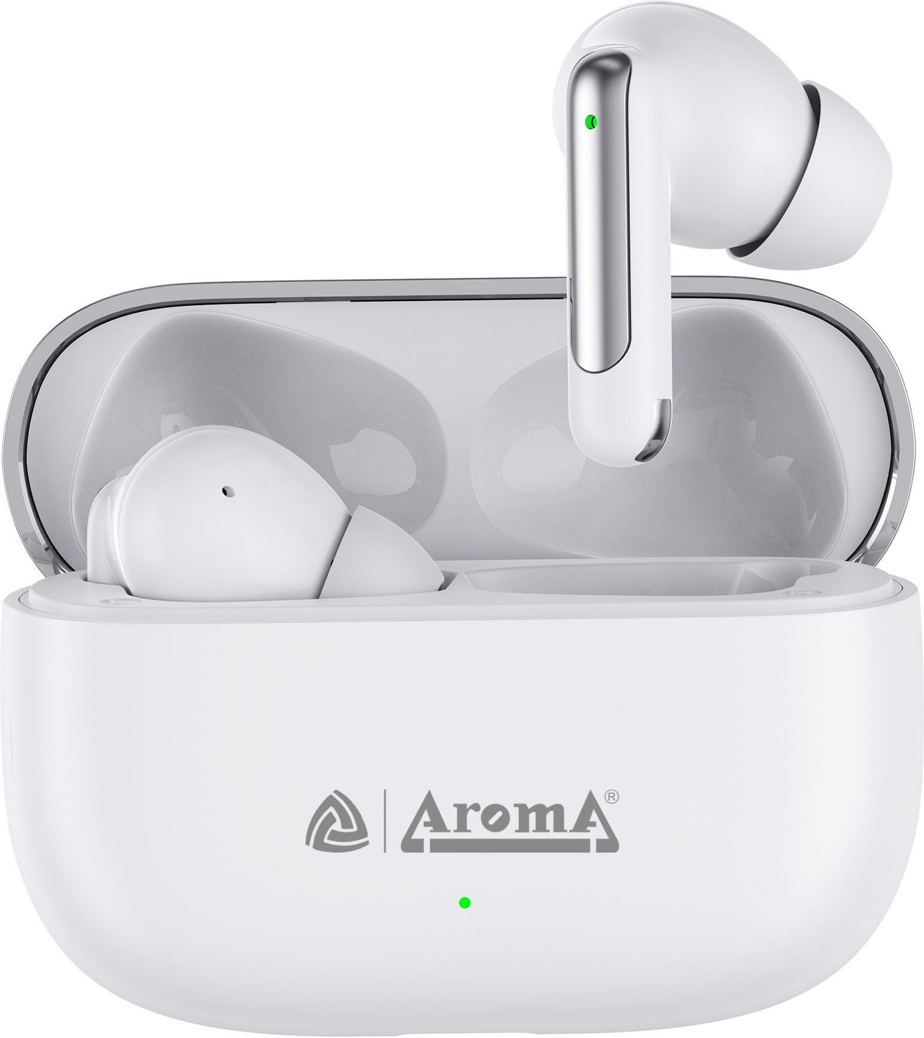 Image of Aroma NB121 Pro Pods Upto 40 Hours Playtime* Type C Fast Charging Dual Pairing Earbuds Bluetooth Headset (Crystal White, True Wireless)