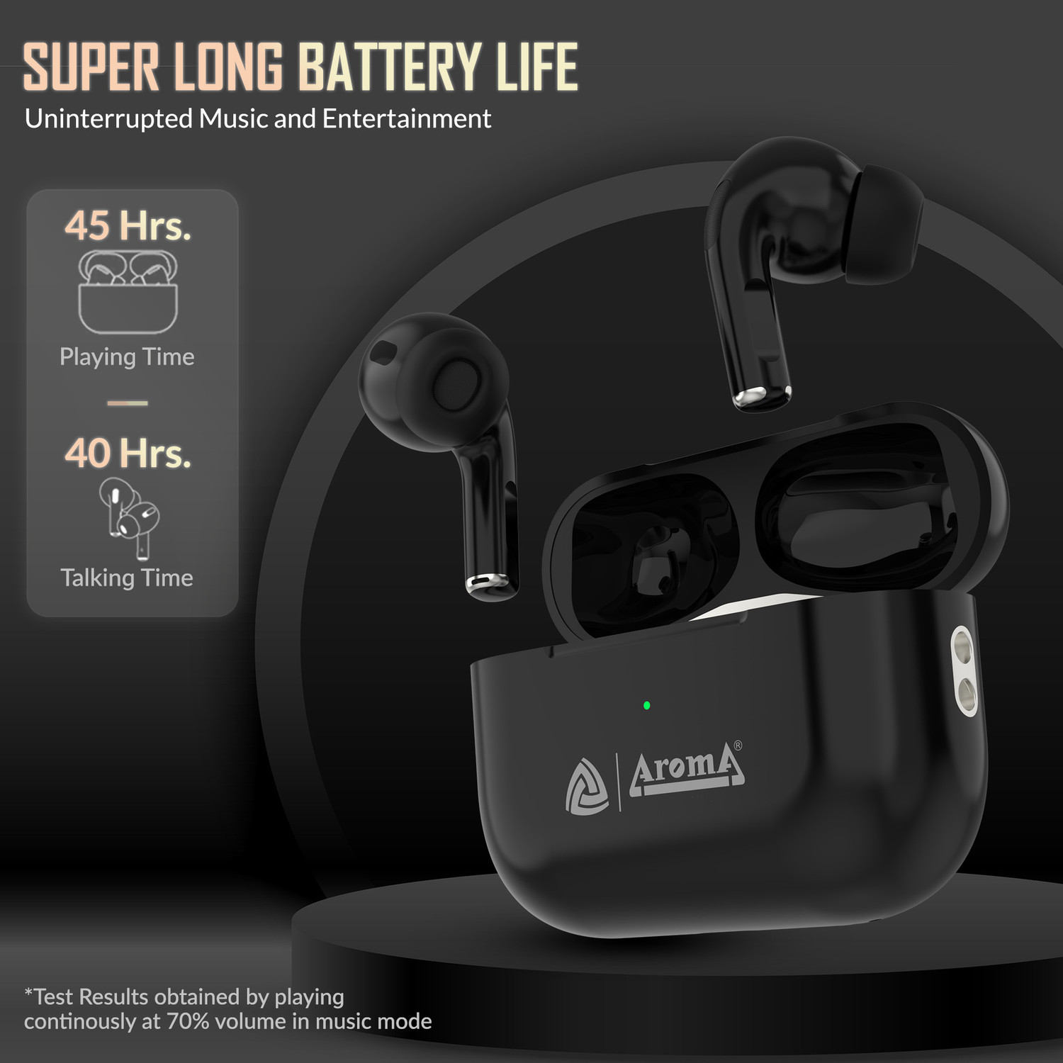 Image of Aroma NB121 Pro Pods Upto 40 Hours Playtime* Type C Fast Charging Dual Pairing Earbuds Bluetooth Headset (Crystal Black, True Wireless)