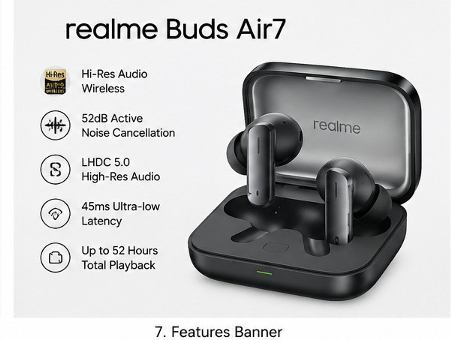 Image of A K Gupta Enterprises Air 7 Bluetooth Headset (Black, True Wireless)