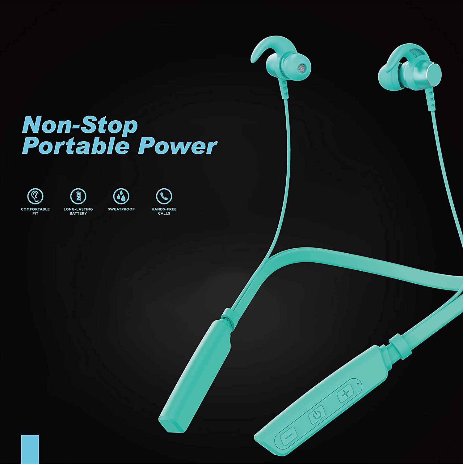 Image of IZWI Sports Fit Bluetooth Earphones with 35Hrs Battery, Fast Charging, Bluetooth V5.0 Bluetooth Headset (GREEN 35HOUR BATTERY BACKUP, In the Ear)