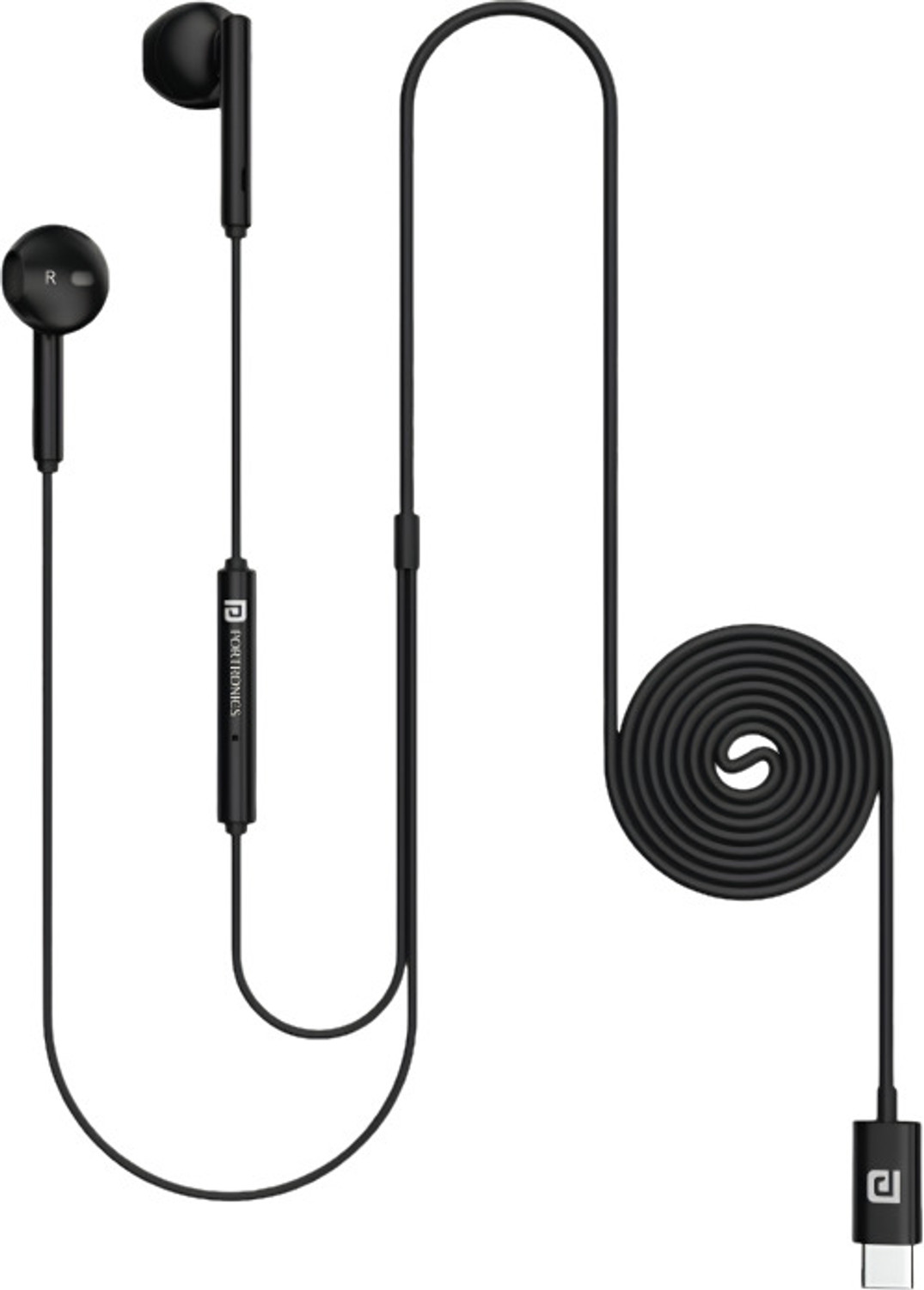 Image of Portronics COUNCH THETA C IN LINE MIC WIRED EARPHONE BLACK-1 Wired Headset (Black, In the Ear)