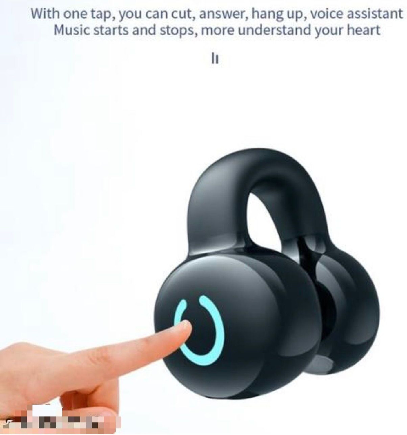 Image of JPGC Single Ear Bone Conduction Bluetooth Earphone Ear Clip Stereo Bluetooth Headset (Black, True Wireless)