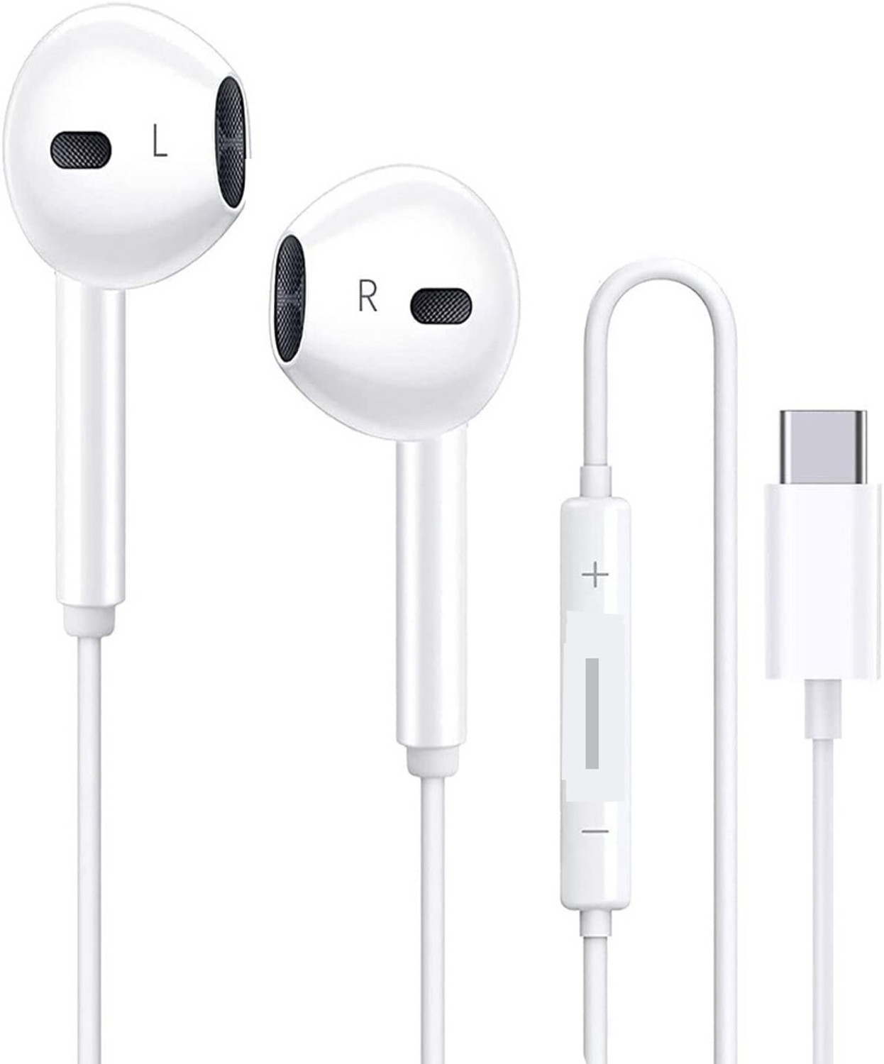 Image of twance wired earphone with Type C connector and 1.2 Meter length Wired Headset (White, In the Ear)