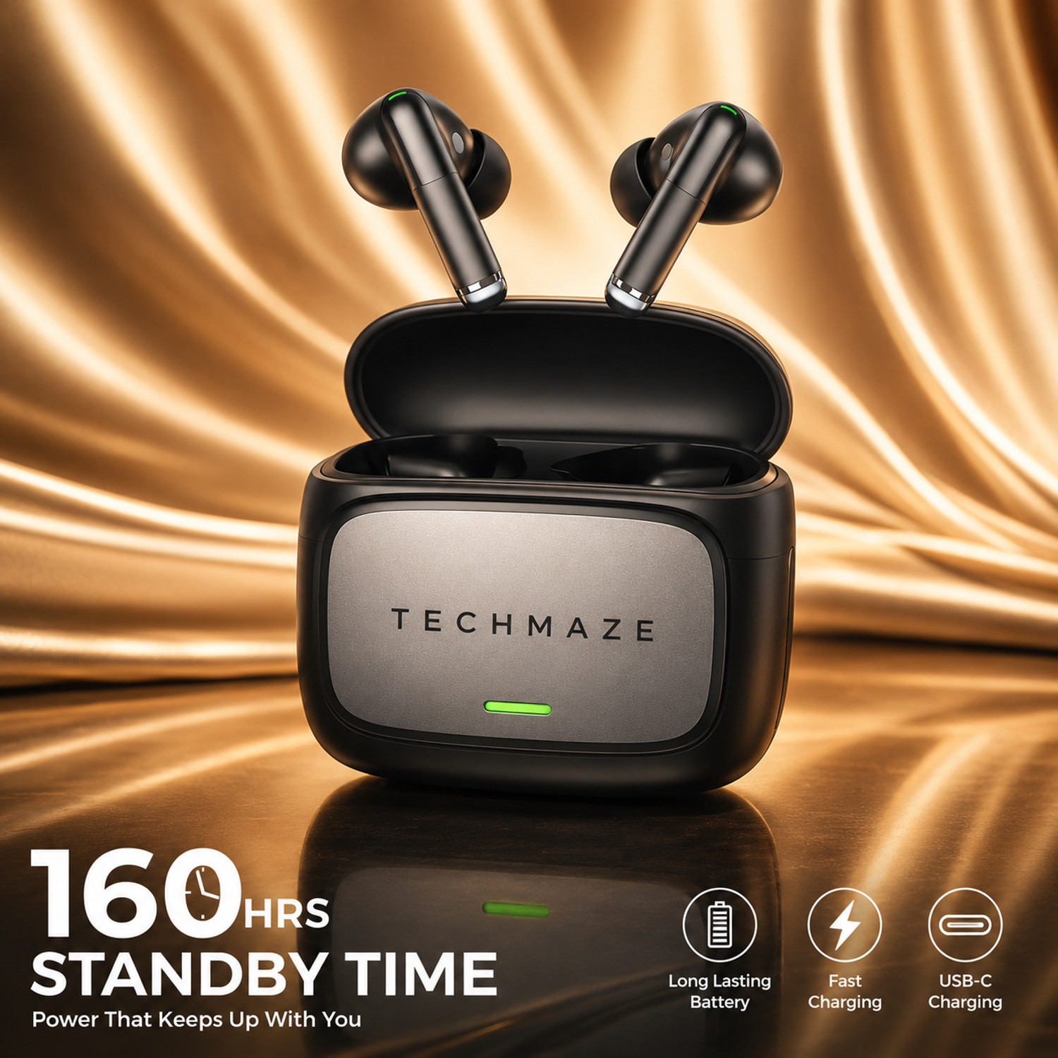 Image of TECHMAZE N o i s e Master Buds, Sound by Bose in-Ear Bluetooth Earbuds, Up to 49dB Q4 Bluetooth Headset (Black, True Wireless)