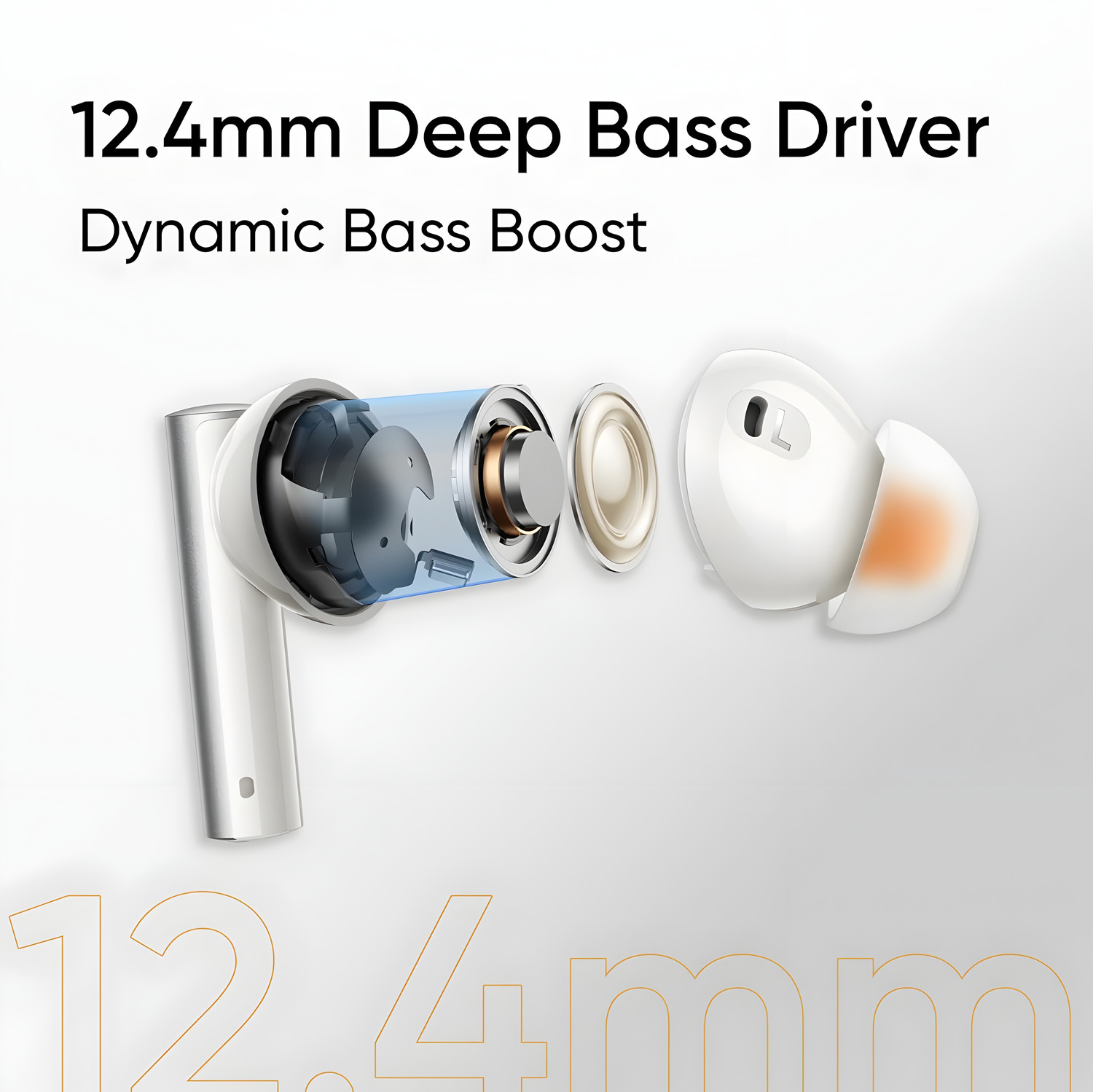 Image of MR.NOBODY Buds Air 6 TWS Earbuds, Hi-Res LHDC Audio, 12.4mm Deep Bass, 40 Hrs Playtime Bluetooth Headset (White, Silver, True Wireless)
