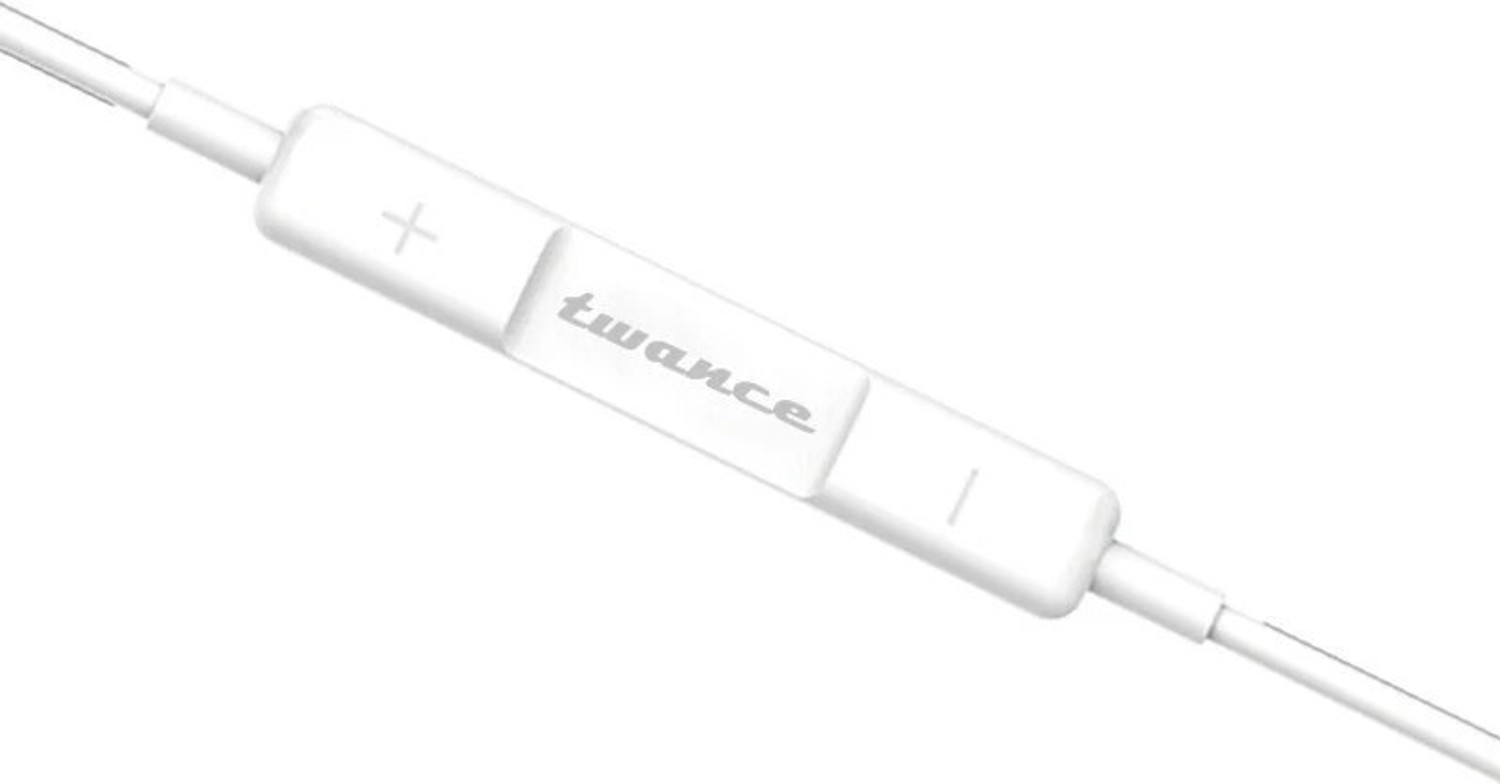 Image of twance wired earphone with Type C connector and 1.2 Meter length Wired Headset (White, In the Ear)