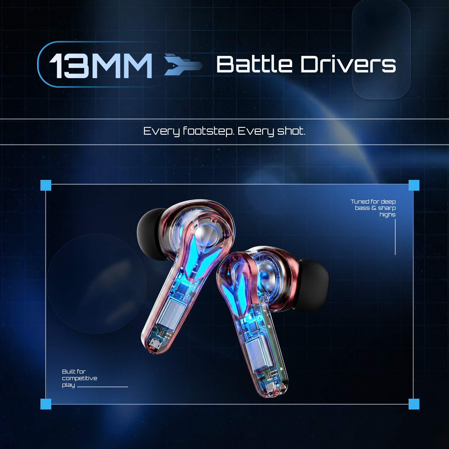 Image of Fire-Boltt Aero Shadow TWS Earbuds, RGB Lights Custom EQ Profile 50H Playtime Quad Mic ENC Bluetooth Headset (Red, True Wireless)